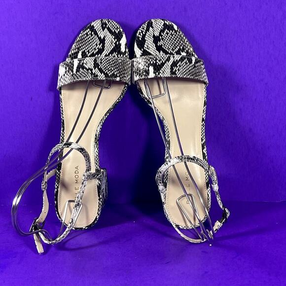 Pelle Moda Snake Print Alicia Open Toe Block Heeled Sandal Shoe Size 10M-NEW - Picture 5 of 9